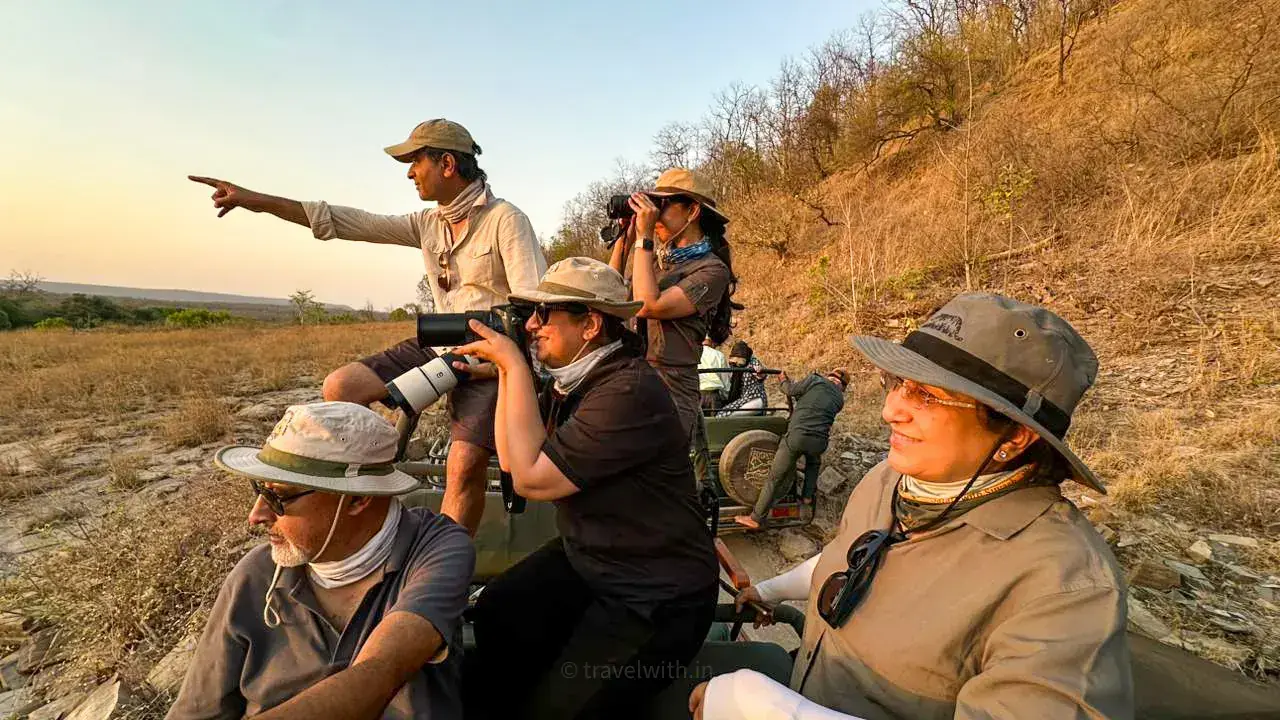 Kunal Jain, a trained naturalist, leading a safari in the field